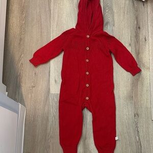 Little planet red knit romper 18m